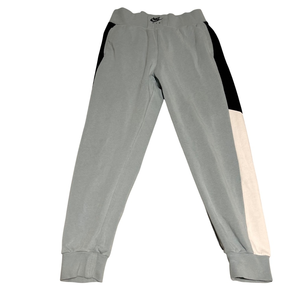 Nike Air Joggers Women M 26in Blue Grey Colorblock Fleece Sweatpants